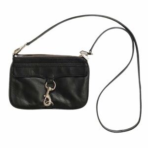 REBECCA MINKOFF DESIGNER 2 in 1 BLACK LEATHER CROSSBODY MINI BAG & POUCH PURSE